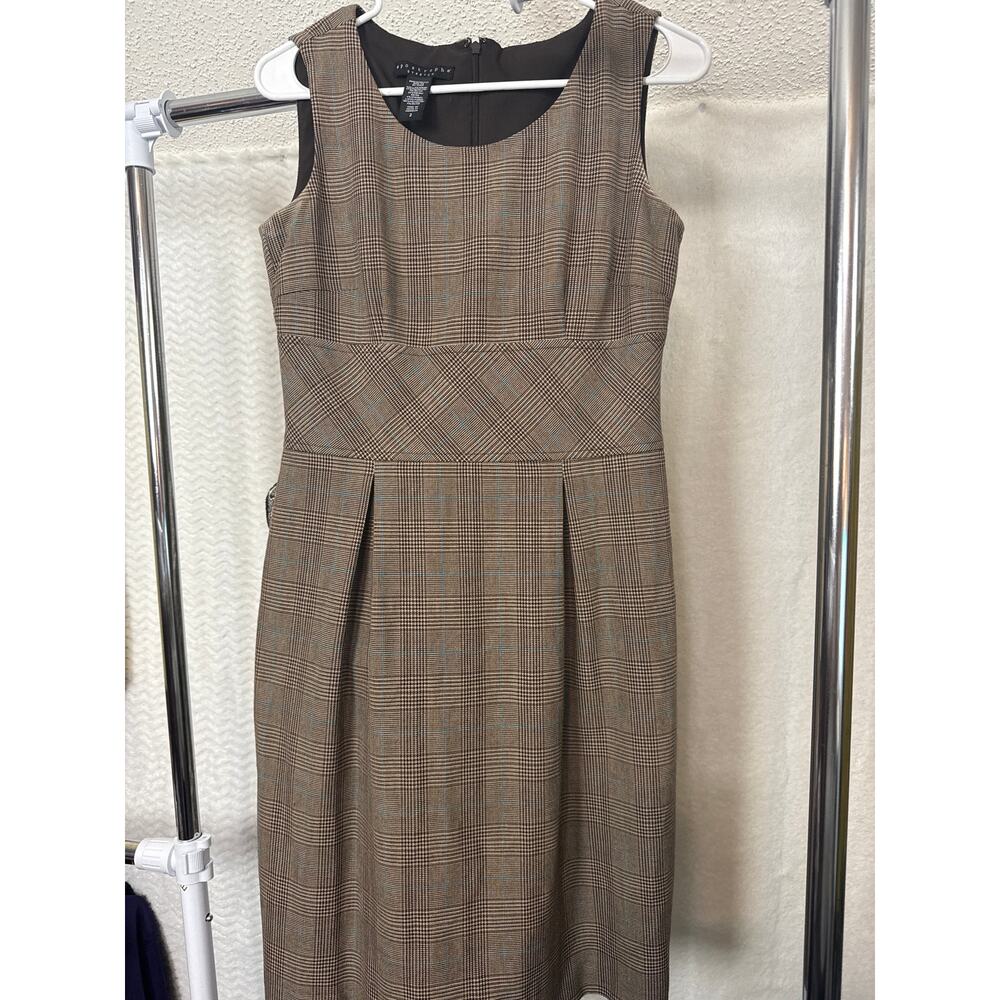 BN #28 Apostrophe Stretch Sleeveless Plaid Sheath Dress Size 2